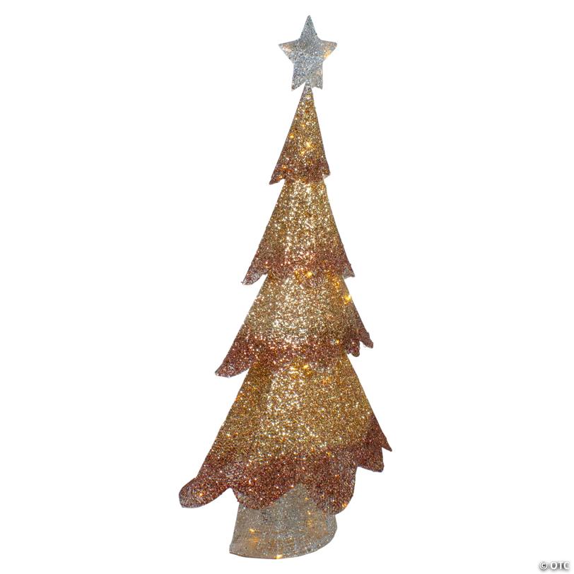 LED Lighted Mesh Christmas Tree Outdoor Decoration - 46" - Bronze Gold Finish