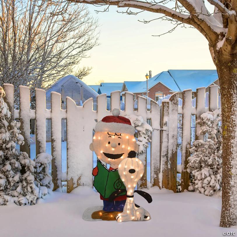 LED Lighted Peanuts Charlie Brown and Snoopy Caroling Outdoor Christmas Decoration - 32