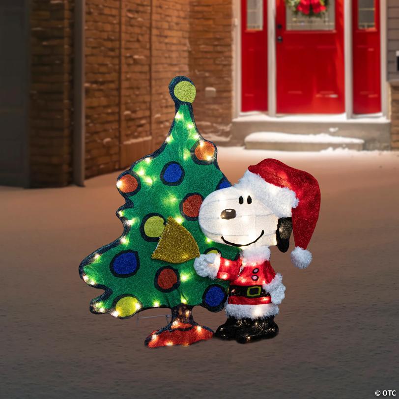 LED Lighted Peanuts Snoopy and Christmas Tree Outdoor Decoration - 32