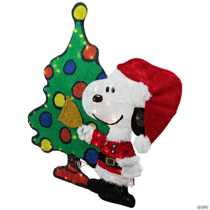 LED Lighted Peanuts Snoopy and Christmas Tree Outdoor Decoration - 32