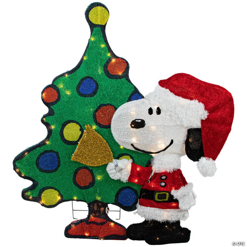 LED Lighted Peanuts Snoopy and Christmas Tree Outdoor Decoration - 32