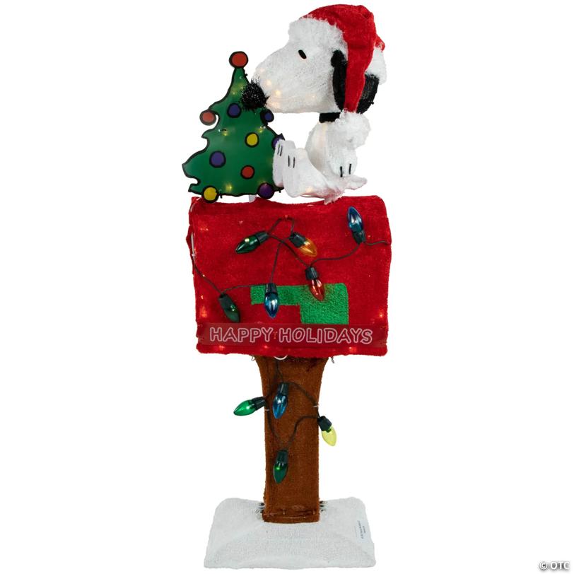 LED Lighted Peanuts Snoopy on MailboProper Outdoor Christmas Decoration - 32" - Clear Lights
