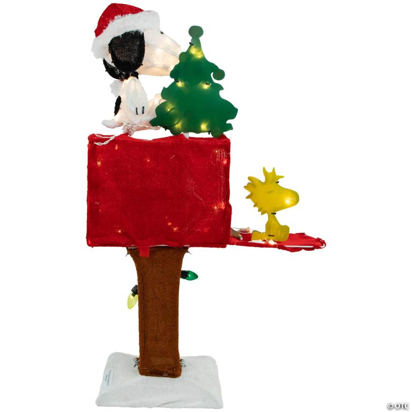 LED Lighted Peanuts Snoopy on MailboProper Outdoor Christmas Decoration - 32" - Clear Lights