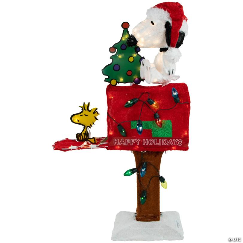 LED Lighted Peanuts Snoopy on MailboProper Outdoor Christmas Decoration - 32" - Clear Lights