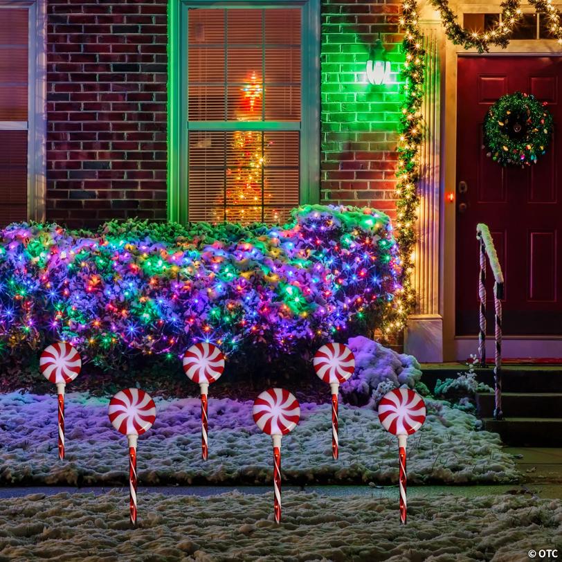 LED Lighted Peppermint Swirl Candy Christmas Pathway Markers - Warm White Lights - 26" - 3ct