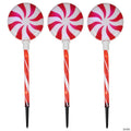 LED Lighted Peppermint Swirl Candy Christmas Pathway Markers - Warm White Lights - 26" - 3ct