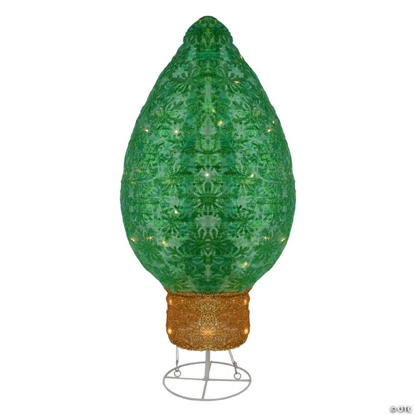 LED Lighted Retro Bulb Outdoor Christmas Decoration - 32" - Warm White - Green