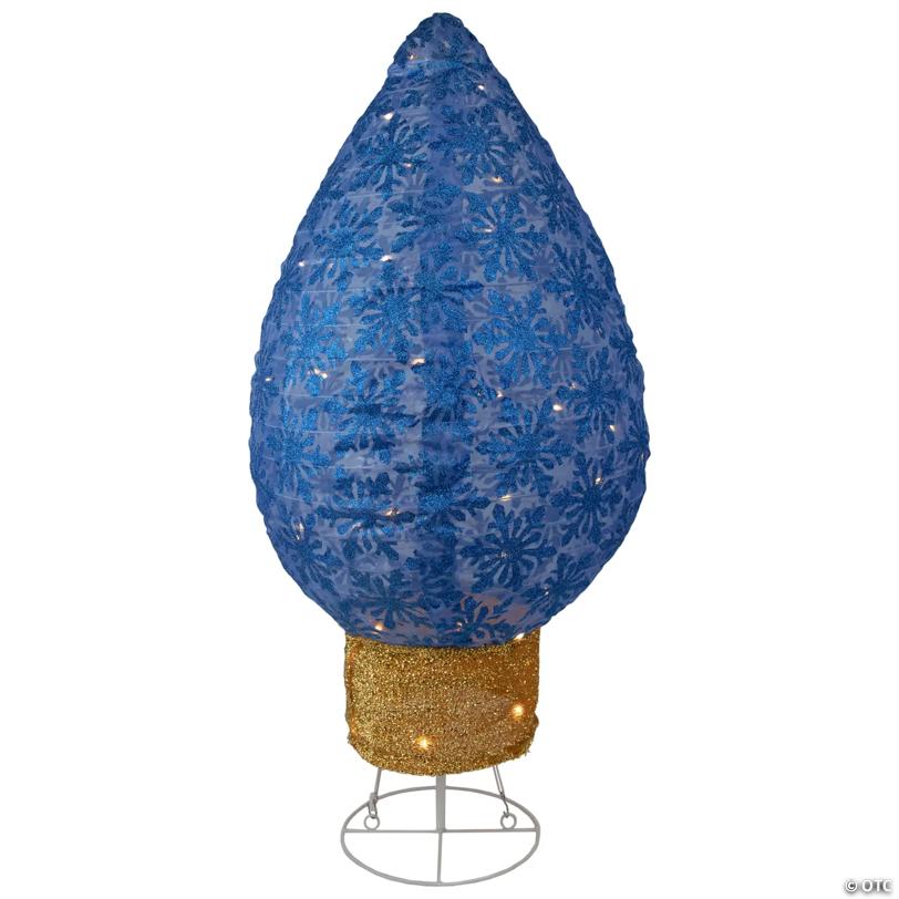 LED Lighted Retro Light Bulb Outdoor Christmas Decoration - 32" - Blue