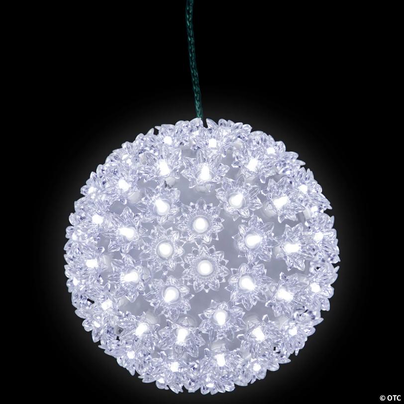 LED Lighted Starlight Sphere Hanging Outdoor Christmas Decoration- 7.5" - Pure White Lights