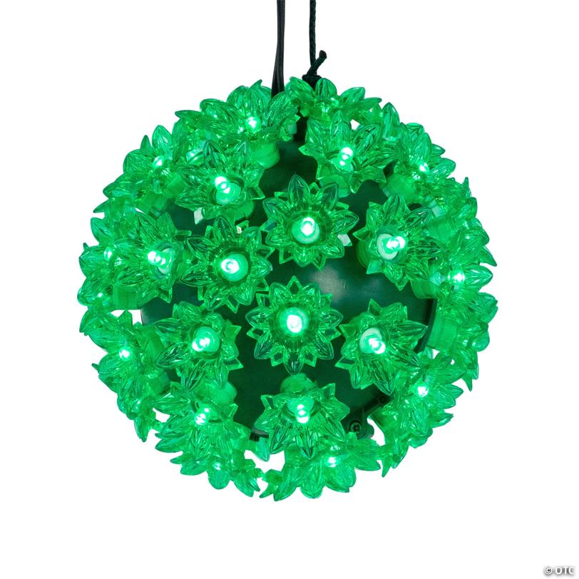 LED Lighted Starlight Sphere Outdoor Hanging Christmas Decoration- 6" - Green Lights