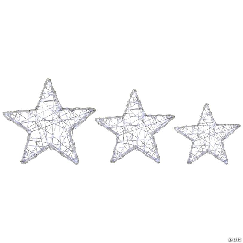 LED Lighted Stars Christmas Outdoor Decorations - 13.75" - White -Set of 3
