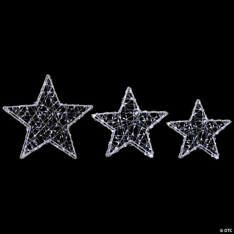 LED Lighted Stars Christmas Outdoor Decorations - 13.75" - White -Set of 3