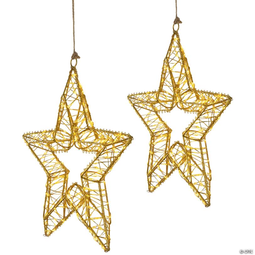 LED Lighted Stars Outdoor Christmas Decorations - 18" - Gold - Set of 2