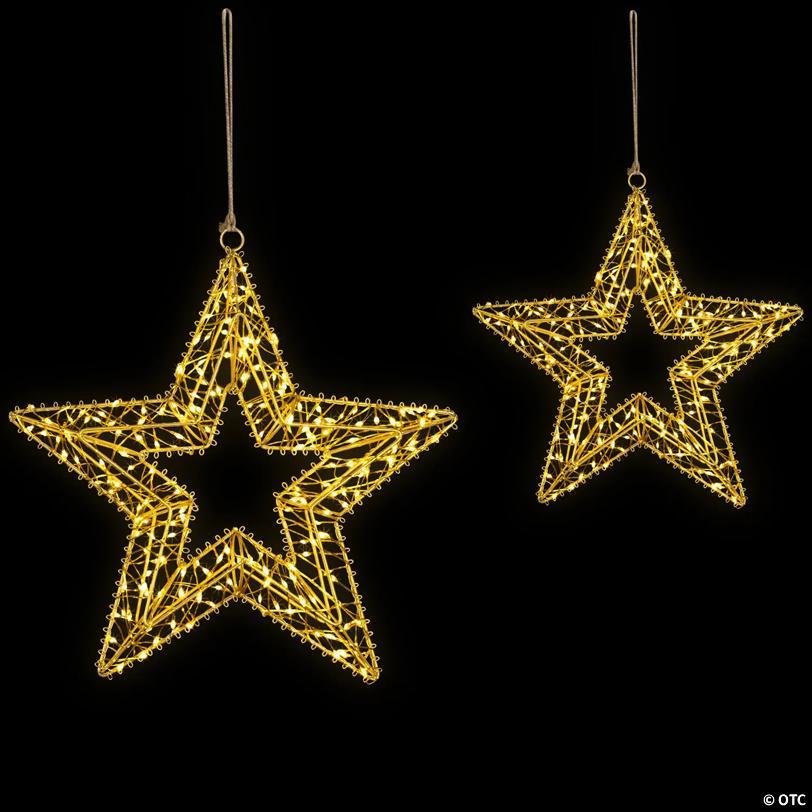 LED Lighted Stars Outdoor Christmas Decorations - 18" - Gold - Set of 2