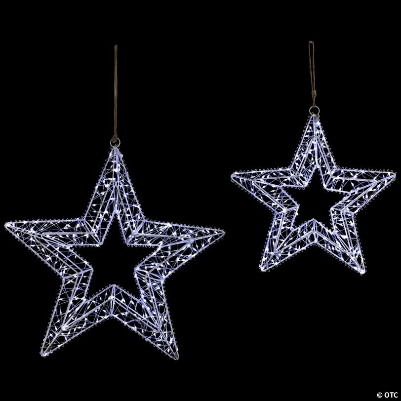 LED Lighted Stars Outdoor Christmas Decorations - 18" - Set of 2 - Cool White Lights