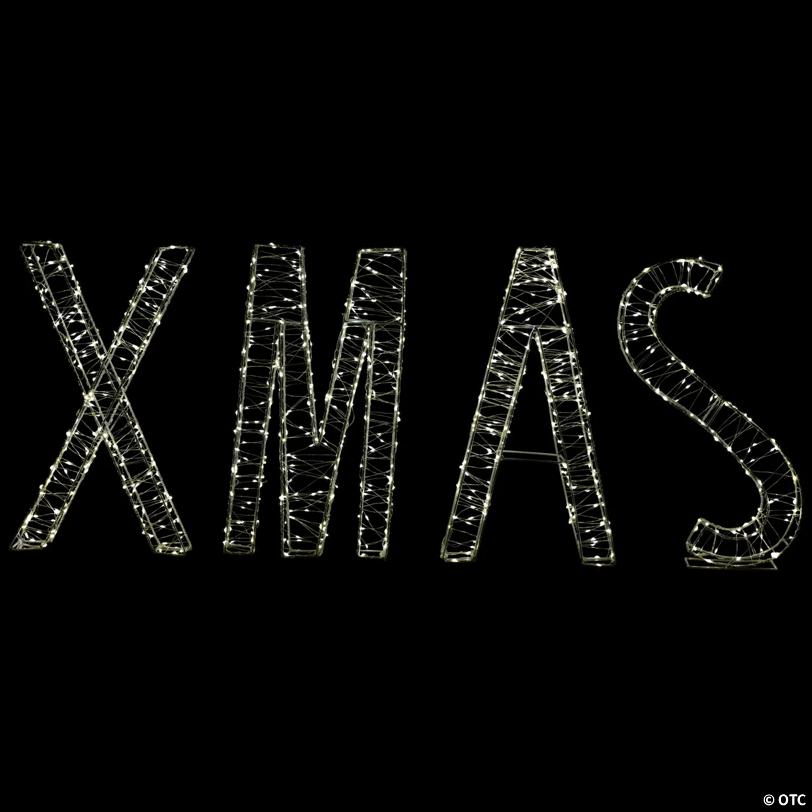 LED Lighted Wire XMAS Outdoor Christmas Sign Decoration - 15.5" - Warm White Lights