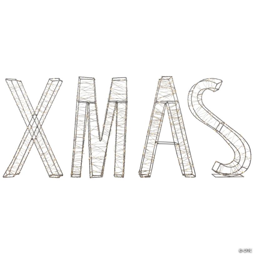 LED Lighted Wire XMAS Outdoor Christmas Sign Decoration - 15.5" - Warm White Lights