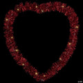 LED lighted Tinsel Heart Valentine's Day Window Silhouette - 25.25" - Red