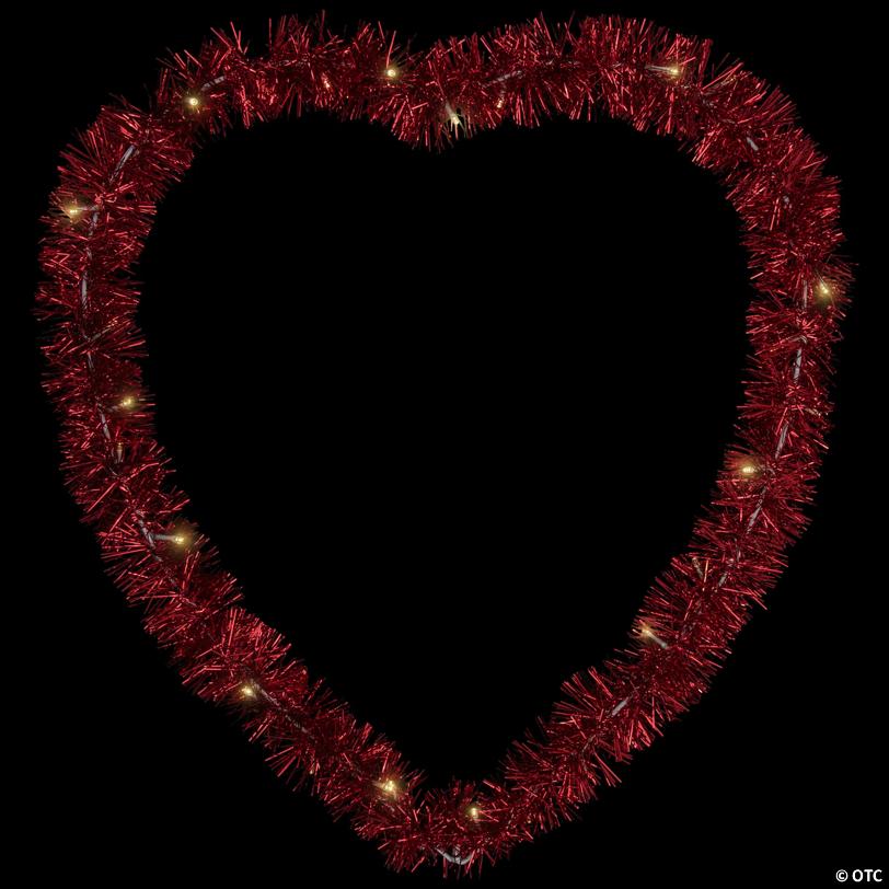 LED lighted Tinsel Heart Valentine's Day Window Silhouette - 25.25" - Red