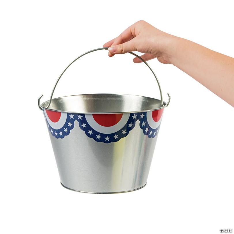 Large Metal Patriotic Pails - 3 Pc.