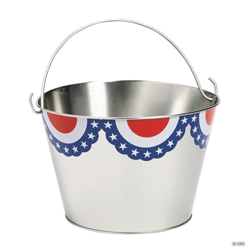 Large Metal Patriotic Pails - 3 Pc.
