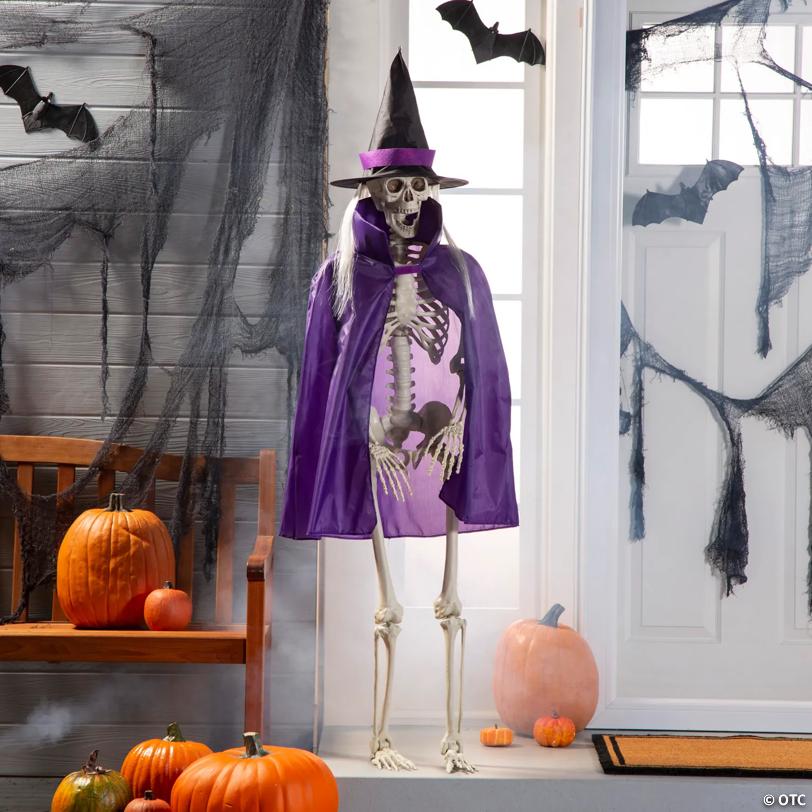 Life-Size Posable Skeleton with Witch Outfit Kit - 3 Pc.