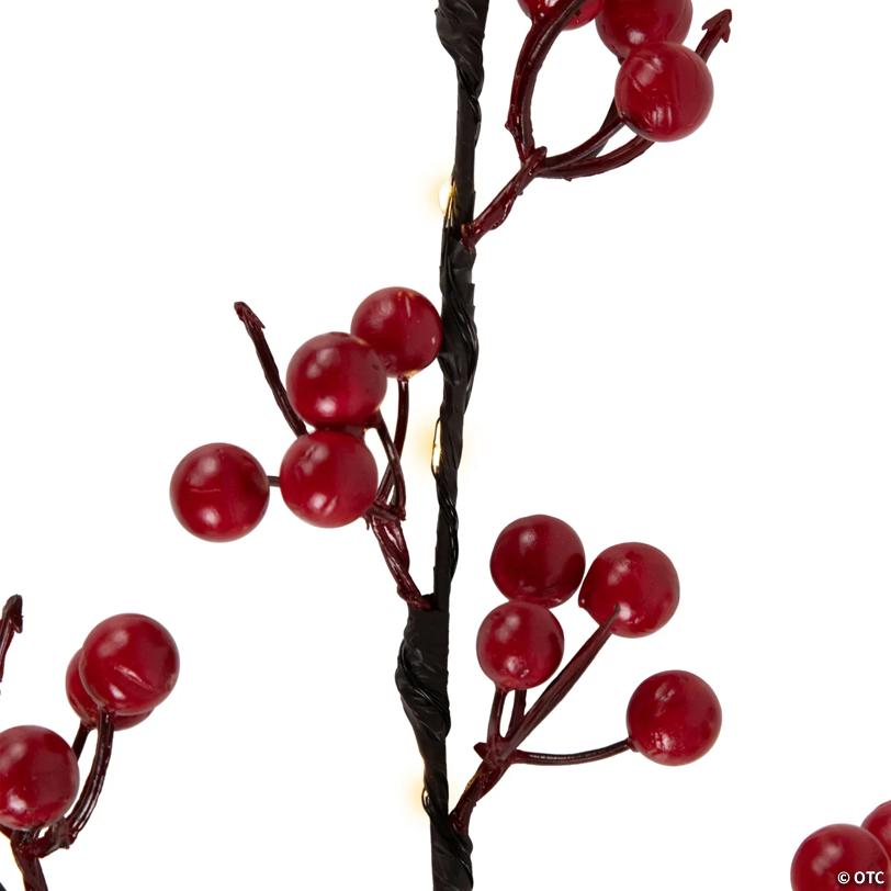 Lighted Berries Christmas Spray - 29" - Warm White