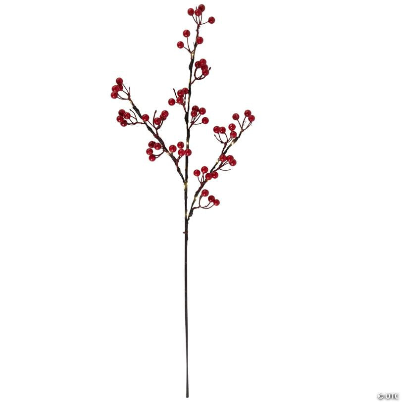 Lighted Berries Christmas Spray - 29" - Warm White