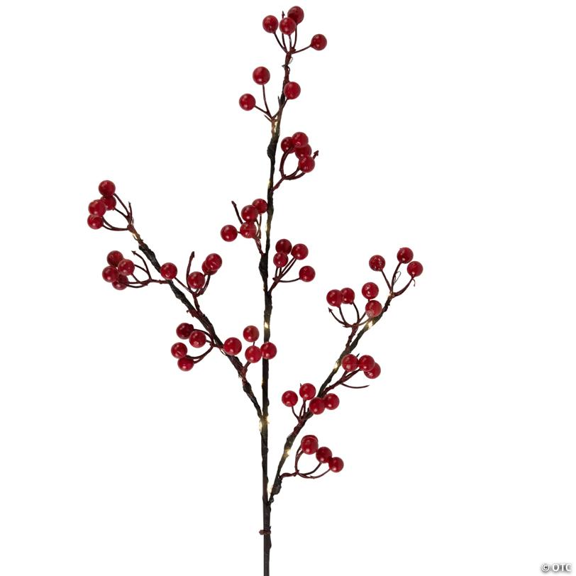 Lighted Berries Christmas Spray - 29" - Warm White