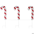 Lighted Candy Cane Christmas Pathway Lawn Stakes - 20" - Set of 3
