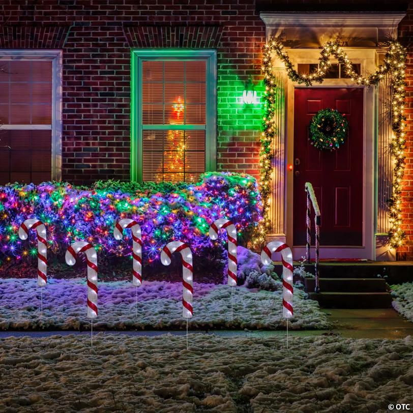 Lighted Candy Cane Christmas Pathway Lawn Stakes - 20" - Set of 3