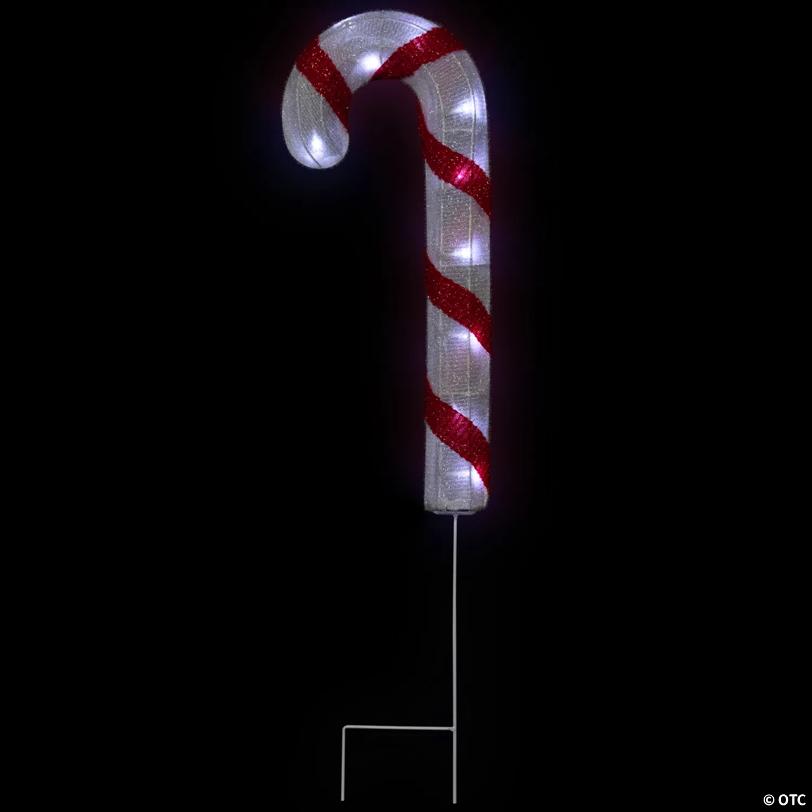 Lighted Candy Cane Christmas Pathway Lawn Stakes - 20" - Set of 3
