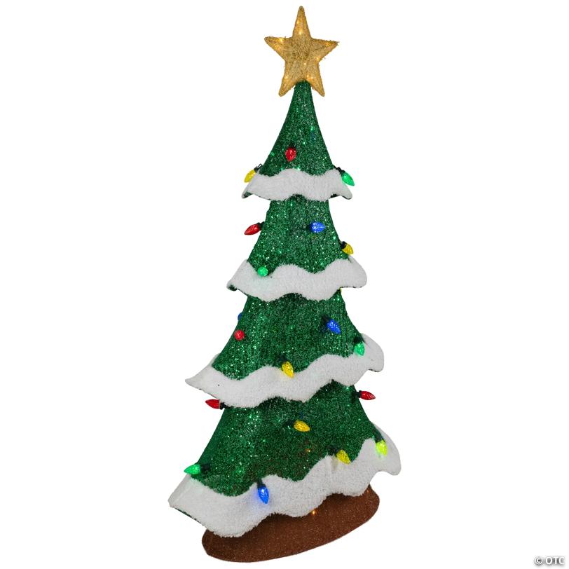 Lighted Christmas Tree Outdoor Yard Decoration - 50" - Green - Multi-Color LED