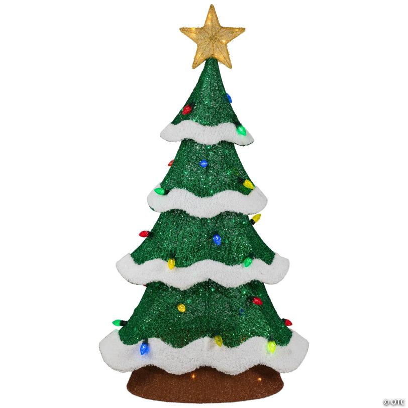 Lighted Christmas Tree Outdoor Yard Decoration - 50" - Green - Multi-Color LED