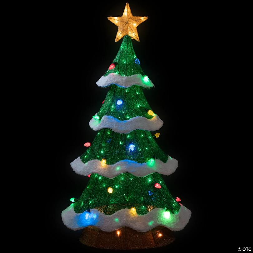 Lighted Christmas Tree Outdoor Yard Decoration - 50" - Green - Multi-Color LED