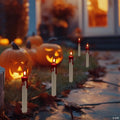 Lighted Flickering Candle Halloween Pathway Marker Lights - 4' Black Wire - 5ct