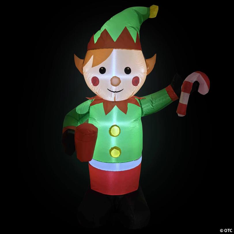 Lighted Inflatable Elf Outdoor Christmas Decoration - 4.25'