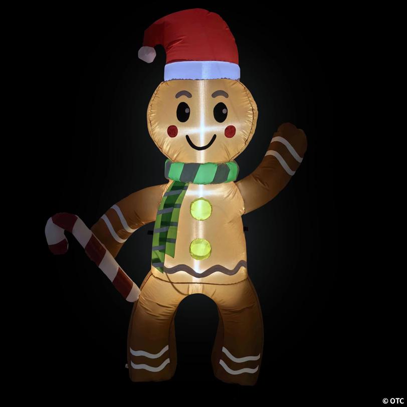 Lighted Inflatable Gingerbread Man Outdoor Christmas Decoration - 5'