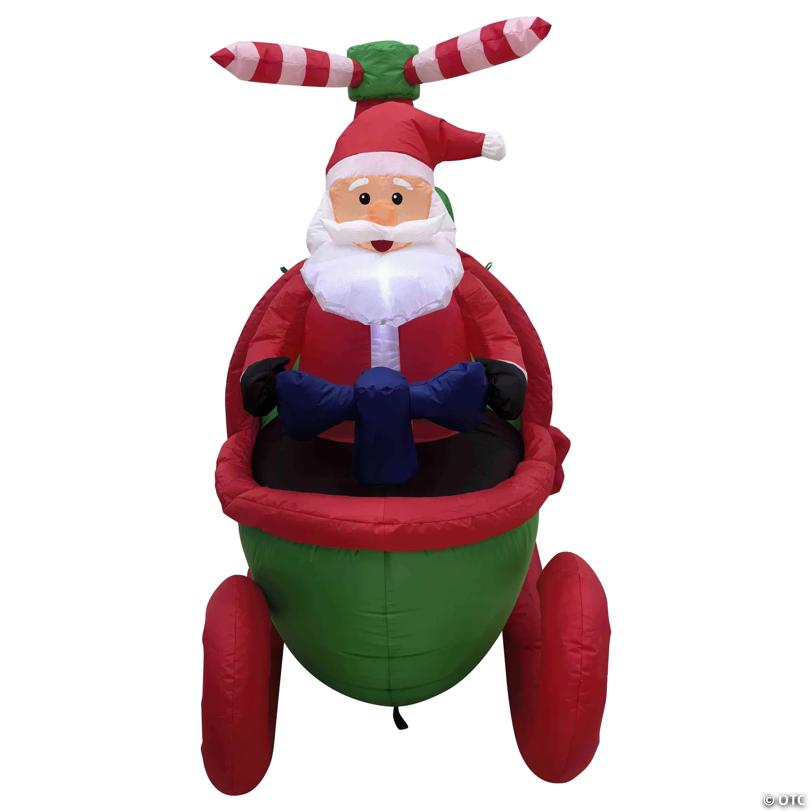 Lighted Inflatable Santa with Helicopter Outdoor Christmas Decoration -7'