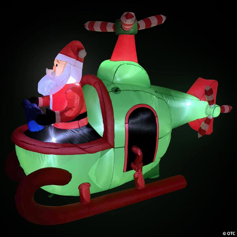Lighted Inflatable Santa with Helicopter Outdoor Christmas Decoration -7'