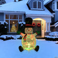 Lighted Inflatable Snowman with Top Hat Outdoor Christmas Decoration - 4'