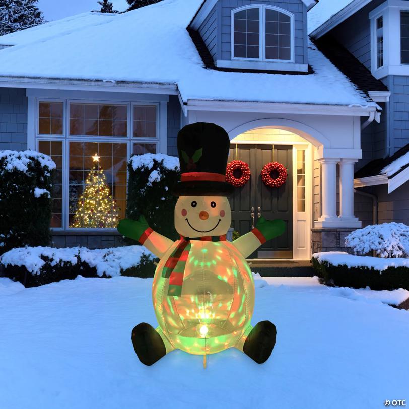 Lighted Inflatable Snowman with Top Hat Outdoor Christmas Decoration - 4'
