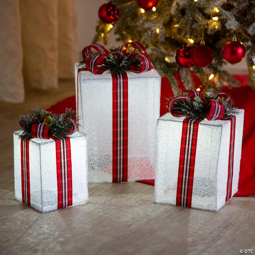 Lighted Nesting Christmas Gifts Outdoor Decorations - 3 Pc.