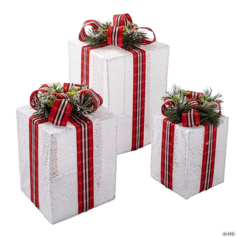 Lighted Nesting Christmas Gifts Outdoor Decorations - 3 Pc.