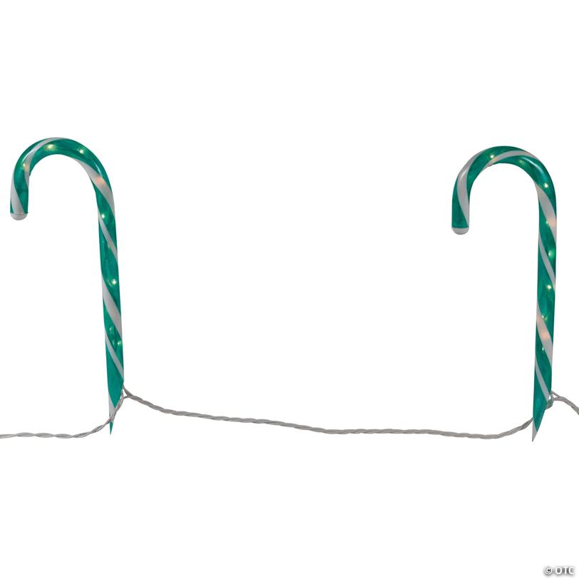Lighted Outdoor Candy Cane Christmas Pathway Markers - 13.5' - Green - Set of 10