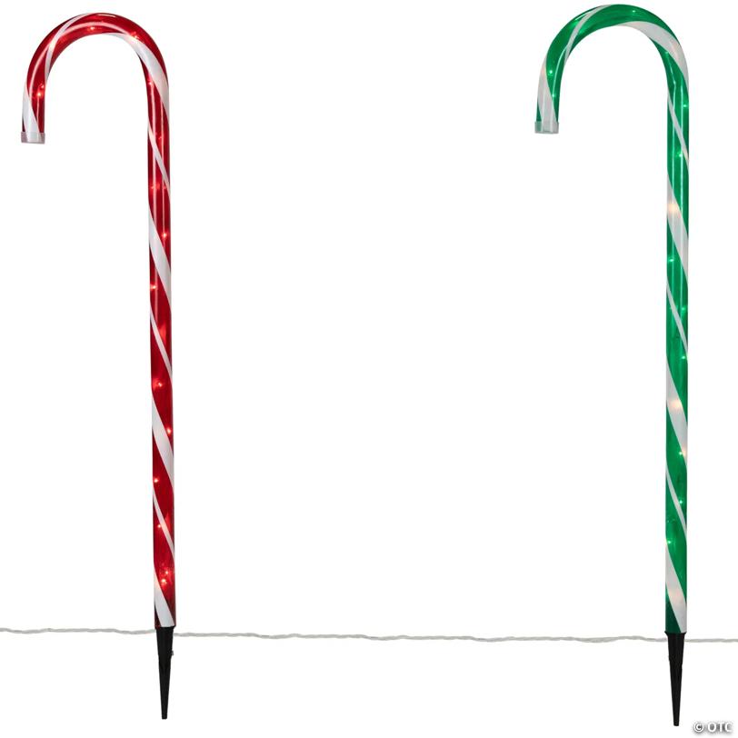 Lighted Outdoor Christmas Candy Cane Pathway Markers - 28" - Red/Green - Set of 6