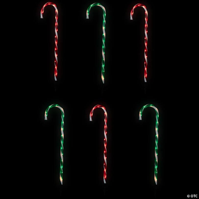 Lighted Outdoor Christmas Candy Cane Pathway Markers - 28" - Red/Green - Set of 6