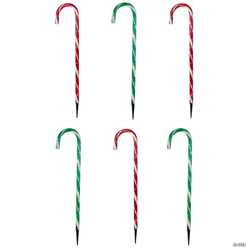 Lighted Outdoor Christmas Candy Cane Pathway Markers - 28" - Red/Green - Set of 6