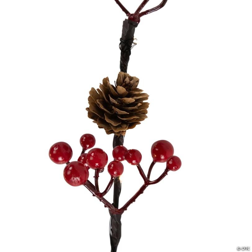 Lighted Pinecones and Berries Christmas Spray - 29" - Warm White