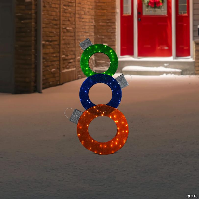 Lighted Stacked Ornaments Outdoor Christmas Yard Decoration - 31.5